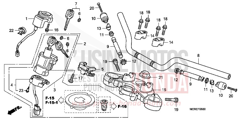HANDLE PIPE/TOP BRIDGE for CBF600N ABS PEARL NIGHTSTAR BLACK (NHA84) from 2009